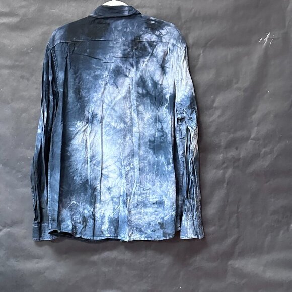 Wrangler Black Tie Dye Shirt Long Sleeve Size Large Blue Rodeo Tied Dyed Ombré - Picture 6 of 9